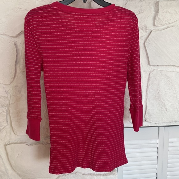 Aeropostale Stretch XL Juniors Hot Pink and silver striped 3/4 sleeve W/ AERO - Picture 5 of 12